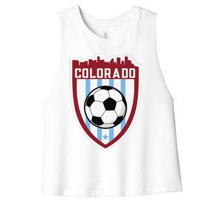 Colorado Soccer City Skyline Futbol Club Match Day Fan Women's Racerback Cropped Tank