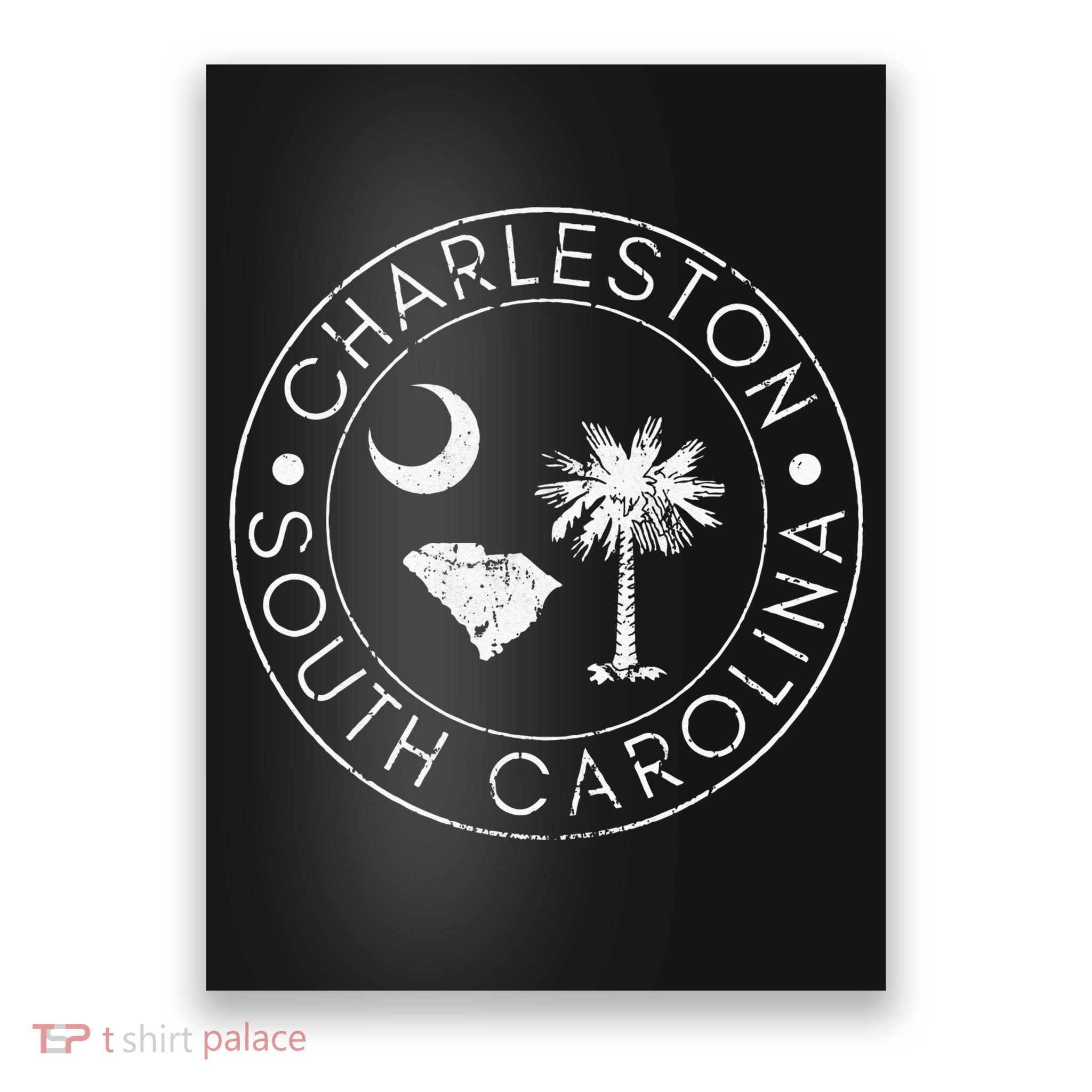 Charleston South Carolina Flag State Map SC Home Vintage Poster