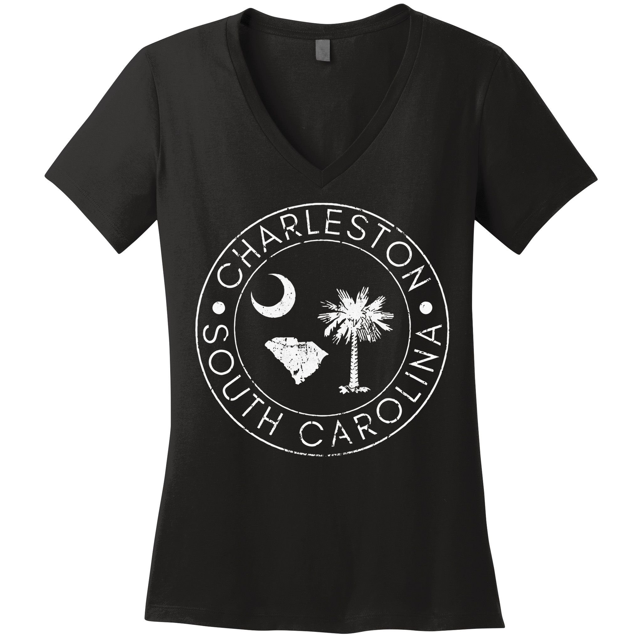 Charleston South Carolina Flag State Map SC Home Vintage Women's V-Neck T-Shirt