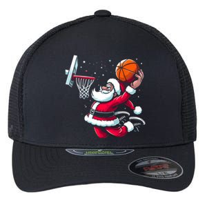 Christmas Santa Claus Dunking A Basketball Great Gift Flexfit Unipanel Trucker Cap