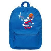 Christmas Santa Claus Dunking A Basketball Great Gift 16 in Basic Backpack