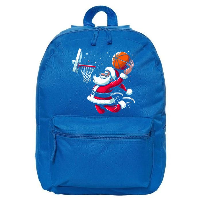 Christmas Santa Claus Dunking A Basketball Great Gift 16 in Basic Backpack