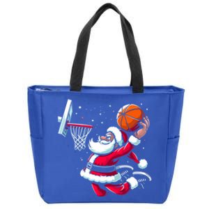 Christmas Santa Claus Dunking A Basketball Great Gift Zip Tote Bag