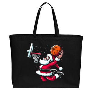 Christmas Santa Claus Dunking A Basketball Great Gift Cotton Canvas Jumbo Tote