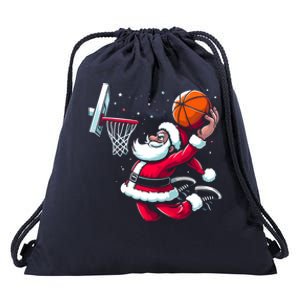 Christmas Santa Claus Dunking A Basketball Great Gift Drawstring Bag