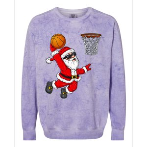 Christmas Santa Claus Dunking A Basketball Xmas Gift Colorblast Crewneck Sweatshirt