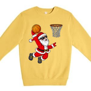 Christmas Santa Claus Dunking A Basketball Xmas Gift Premium Crewneck Sweatshirt