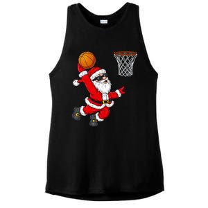 Christmas Santa Claus Dunking A Basketball Xmas Gift Ladies PosiCharge Tri-Blend Wicking Tank