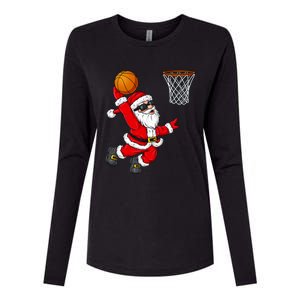 Christmas Santa Claus Dunking A Basketball Xmas Gift Womens Cotton Relaxed Long Sleeve T-Shirt