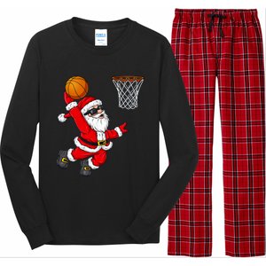 Christmas Santa Claus Dunking A Basketball Xmas Gift Long Sleeve Pajama Set