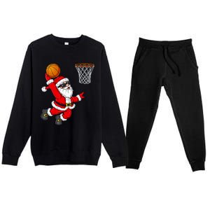 Christmas Santa Claus Dunking A Basketball Xmas Gift Premium Crewneck Sweatsuit Set