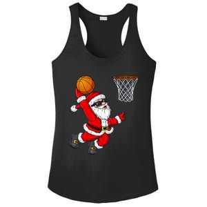 Christmas Santa Claus Dunking A Basketball Xmas Gift Ladies PosiCharge Competitor Racerback Tank