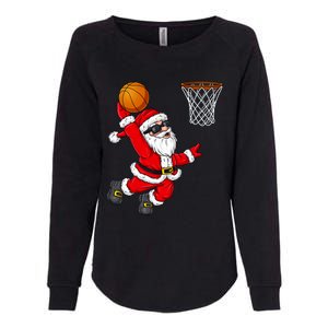 Christmas Santa Claus Dunking A Basketball Xmas Gift Womens California Wash Sweatshirt