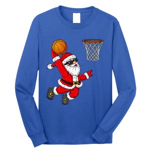 Christmas Santa Claus Dunking A Basketball Xmas Gift Long Sleeve Shirt