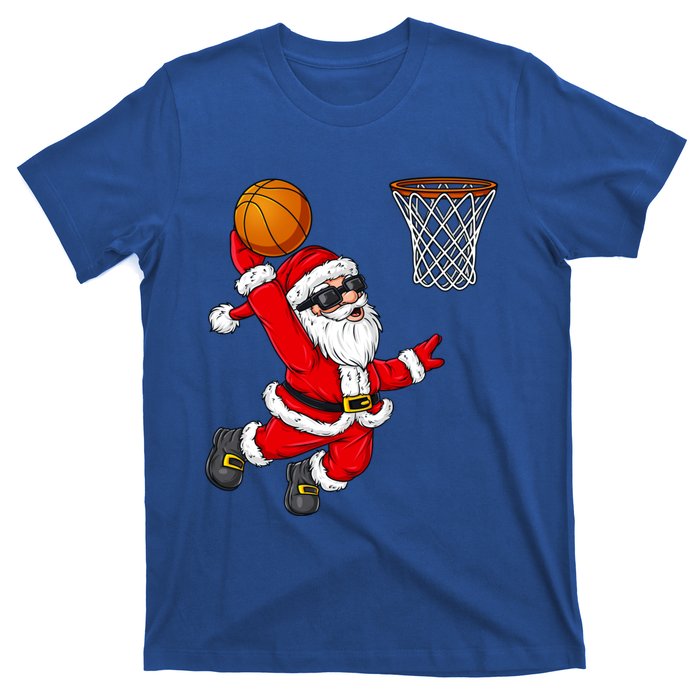 Christmas Santa Claus Dunking A Basketball Xmas Gift T-Shirt