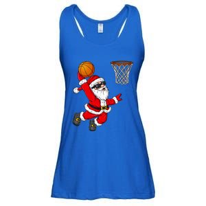 Christmas Santa Claus Dunking A Basketball Xmas Gift Ladies Essential Flowy Tank