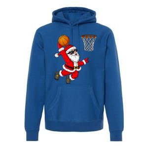 Christmas Santa Claus Dunking A Basketball Xmas Gift Premium Hoodie