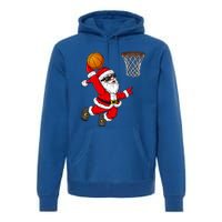 Christmas Santa Claus Dunking A Basketball Xmas Gift Premium Hoodie