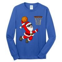 Christmas Santa Claus Dunking A Basketball Xmas Gift Tall Long Sleeve T-Shirt