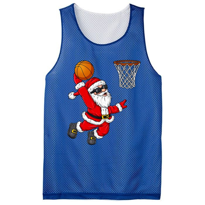 Christmas Santa Claus Dunking A Basketball Xmas Gift Mesh Reversible Basketball Jersey Tank