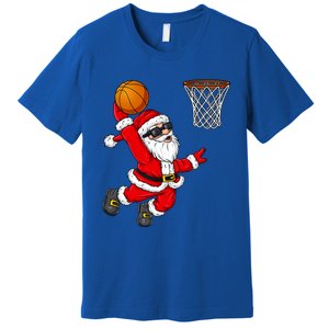 Christmas Santa Claus Dunking A Basketball Xmas Gift Premium T-Shirt