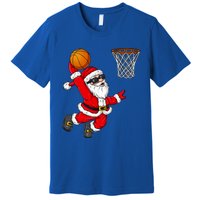 Christmas Santa Claus Dunking A Basketball Xmas Gift Premium T-Shirt