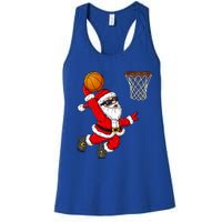 Christmas Santa Claus Dunking A Basketball Xmas Gift Women's Racerback Tank