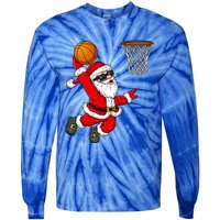 Christmas Santa Claus Dunking A Basketball Xmas Gift Tie-Dye Long Sleeve Shirt