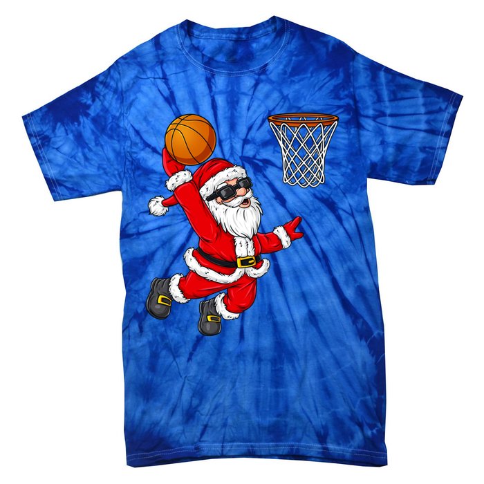 Christmas Santa Claus Dunking A Basketball Xmas Gift Tie-Dye T-Shirt