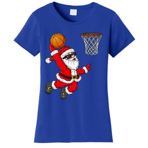 Christmas Santa Claus Dunking A Basketball Xmas Gift Women's T-Shirt