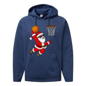 Christmas Santa Claus Dunking A Basketball Xmas Gift Performance Fleece Hoodie