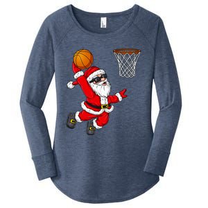 Christmas Santa Claus Dunking A Basketball Xmas Gift Women's Perfect Tri Tunic Long Sleeve Shirt