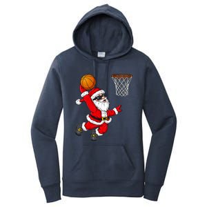 Christmas Santa Claus Dunking A Basketball Xmas Gift Women's Pullover Hoodie