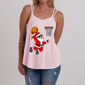 Christmas Santa Claus Dunking A Basketball Xmas Gift Women's Strappy Tank