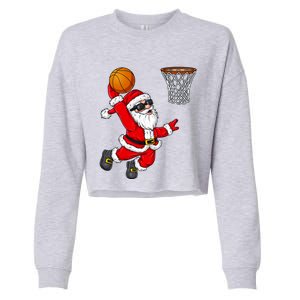 Christmas Santa Claus Dunking A Basketball Xmas Gift Cropped Pullover Crew