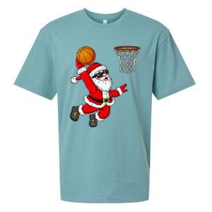 Christmas Santa Claus Dunking A Basketball Xmas Gift Sueded Cloud Jersey T-Shirt