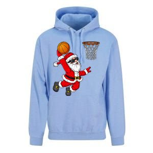 Christmas Santa Claus Dunking A Basketball Xmas Gift Unisex Surf Hoodie