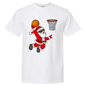 Christmas Santa Claus Dunking A Basketball Xmas Gift Garment-Dyed Heavyweight T-Shirt