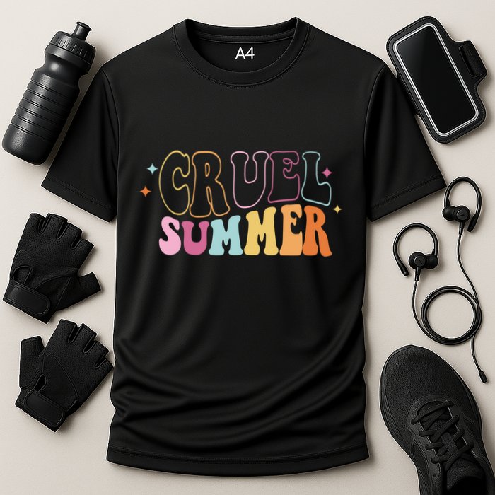 Cruel Summer Colorful Groovy Cooling Performance Crew T-Shirt
