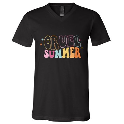 Cruel Summer Colorful Groovy V-Neck T-Shirt