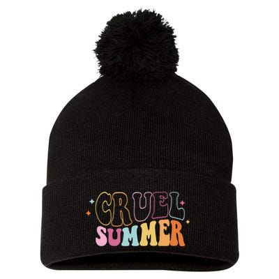 Cruel Summer Colorful Groovy Pom Pom 12in Knit Beanie