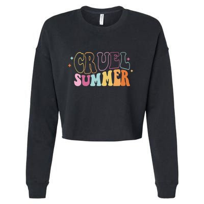 Cruel Summer Colorful Groovy Cropped Pullover Crew