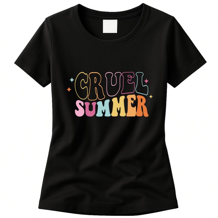 Cruel Summer Colorful Groovy Womens T-Shirt
