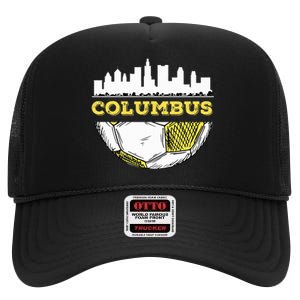 Columbus Skyline Columbus Soccer Lover Mom Dad Futbol High Crown Mesh Back Trucker Hat