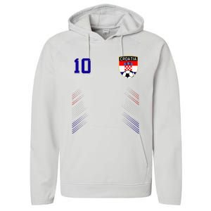 Croatia Soccer Croatian Football Retro 10 Jersey Performance Fleece Hoodie