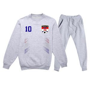 Croatia Soccer Croatian Football Retro 10 Jersey Premium Crewneck Sweatsuit Set