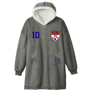 Croatia Soccer Croatian Football Retro 10 Jersey Hooded Wearable Blanket