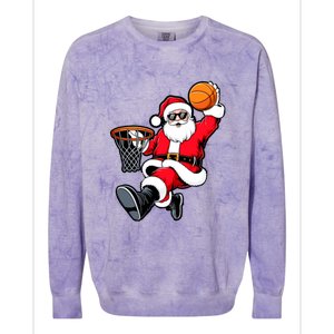 Christmas Santa Claus Dunking A Basketball Xmas Great Gift Colorblast Crewneck Sweatshirt