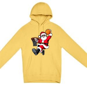 Christmas Santa Claus Dunking A Basketball Xmas Great Gift Premium Pullover Hoodie