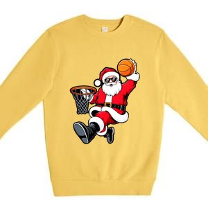 Christmas Santa Claus Dunking A Basketball Xmas Great Gift Premium Crewneck Sweatshirt